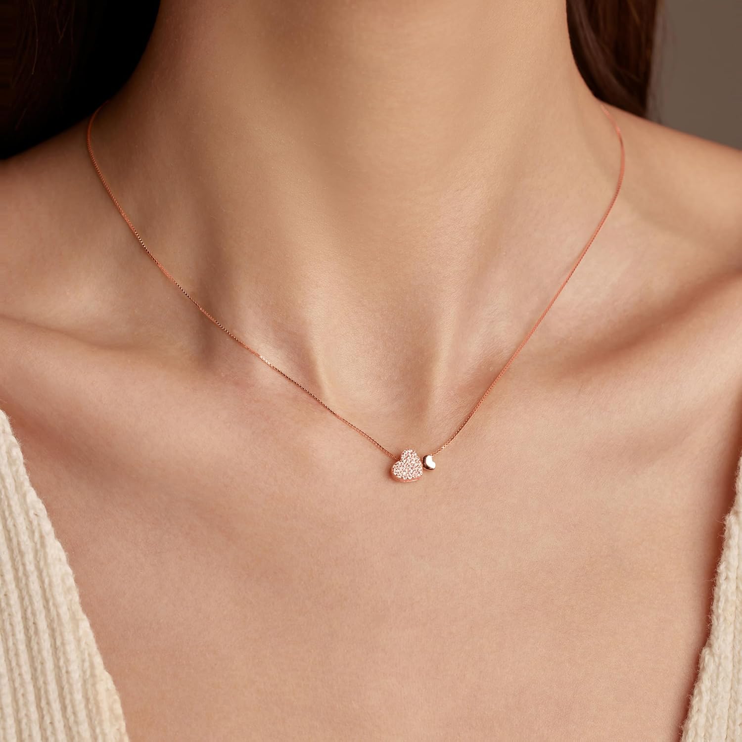 S925 Sterling Silver Heart Necklace for Women Dainty 14k Gold Plated CZ Love Heart Pendant Choker Necklaces Trendy Heart Chain Jewelry Birthday Teacher 2024 Graduation Gifts for Her Daughter