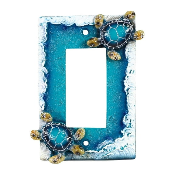 Nautical Single Rocker Switch (1 Gang) Decorative Light Switch Plate Cover with Sea Turtle and Ocean Waves Design, Coastal Home Décor for Unique Lighting Accents