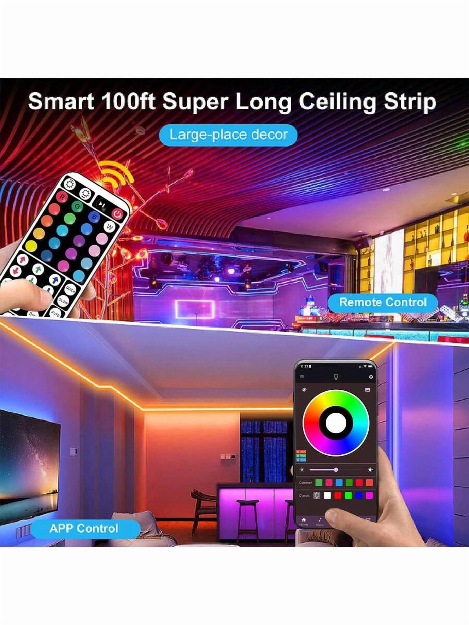 Music Sync LED Strip Lights 3-100ft, App & Remote Control, Color Changing, Timer, Dimmable, Easy Install for Bedroom Living Room Halloween Christmas Decor