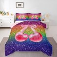 thumbnail image 2 of Erosebridal Cherry Bowknot Queen Comforter Set,Cute Cherry Bedding Set,Watercolor Bow Down Comforter,Galaxy Stars Reversible Bed Set with 2 Pillowcases Lightweight, 2 of 7