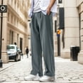 thumbnail image 2 of TBWNWG Male Casual Loose Solid Color Suit Pants Straight Ice Silk Thin Style Drape Suit Slit Casual Pants,Sizes L, 2 of 8