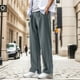 thumbnail image 4 of Pantalones holgados de seda helada con abertura para hombre: color liso, cintura media, diseño drapeado, para el día a día/ocasionales (M-XXXXL), 4 of 8