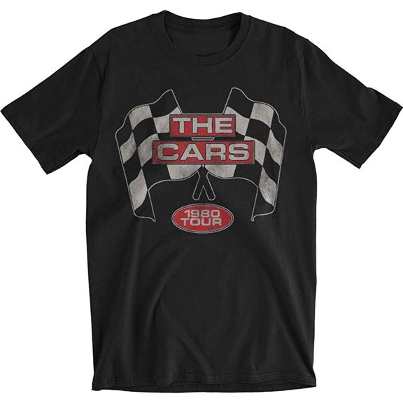 The Cars Men's Flags 1980 Tour Slim-Fit T-Shirt Black Small | Licensed Control Industry Merchandise