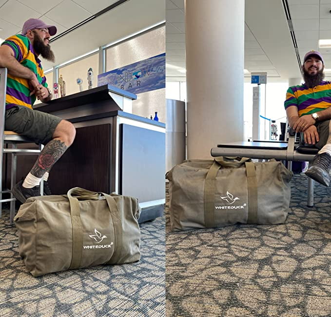WHITEDUCK HOPLITE Parachute Duffel Bag, Canvas Cargo Bag with Snap-Closure for Outdoor, Travel, Heavy Duty Foldable Extra Large Multipurpose use (Olive, Standard 24" x 15" x 13)