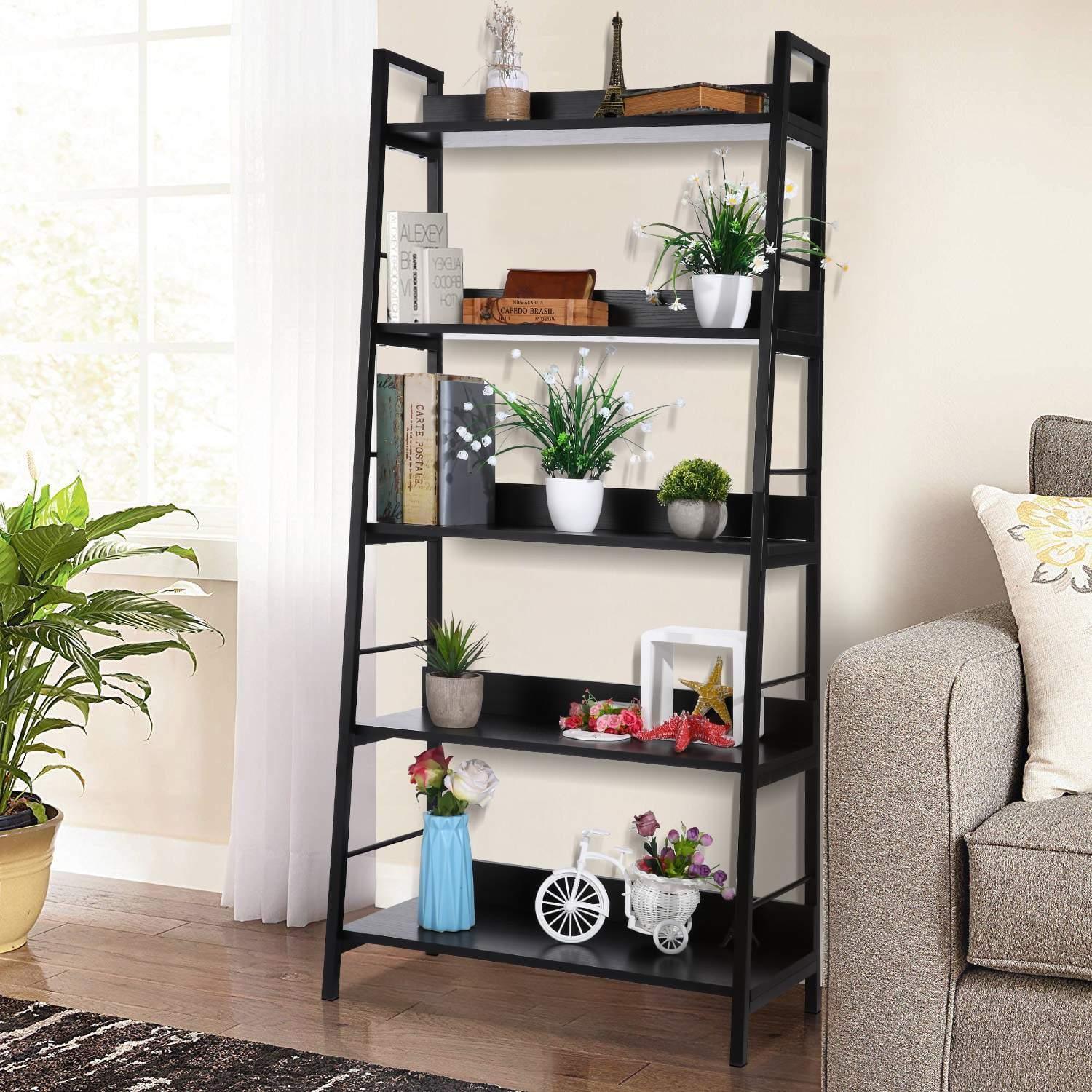  Black 5 Shelf Bookcase for Large Space