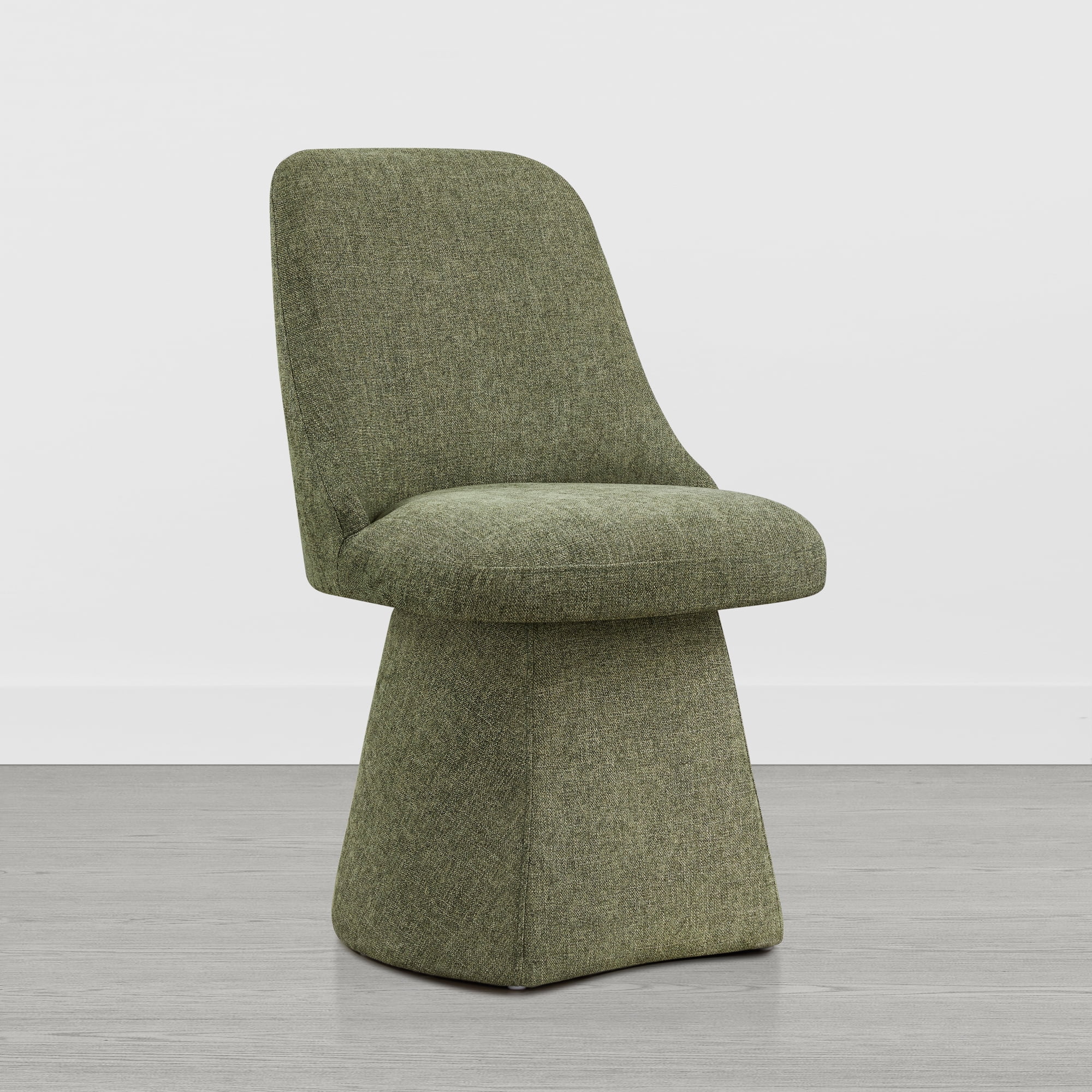 Spruce & Spring Modern Upholstered Swivel Dining Chair with High Back and Conical Base, Single, Moss Green Fabric