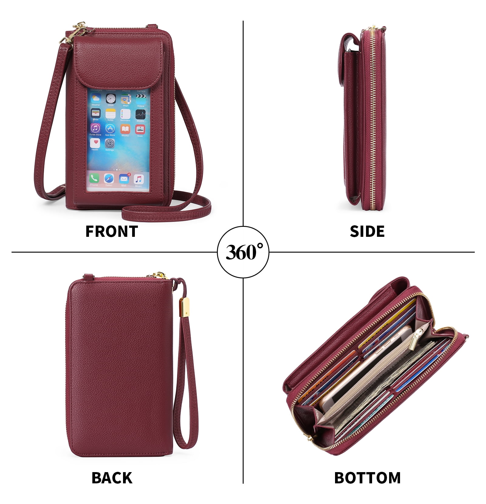 FALAN MULE Small Cell Phone Crossbody Bag Purse for Women, PU Leather Wallet Purse