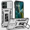 thumbnail image 2 of For Motorola Moto G Stylus 5G 2025 Case, Tough Hybrid Case with Movable Camera Window & Metal Ring Stand Shockproof Phone Cover (Silver), 2 of 10