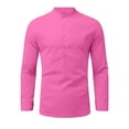 thumbnail image 6 of NominalSnug Mens Cotton Linen Shirts Collarless Long Sleeve Tops Button Down Casual Pullover Soft Breathable Basic Tees Fall Outfits, 6 of 8
