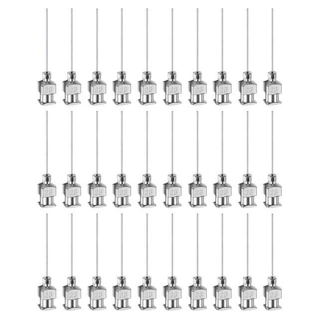 Unique Bargains 30 Pcs Aiguilles Distributrices en Acier Inoxydable 23G, Tube Aiguille à Colle 1 Pouces Pointe Émoussée