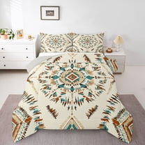 Manfei Southwestern Aztec 3-Piece Full Size Comforter Sets for Female Men,Bohemian Theme Bedding Comforter Set,Tribal Aztec Lightweight Bedding Sets,Lightweight Room Decor,Reversible