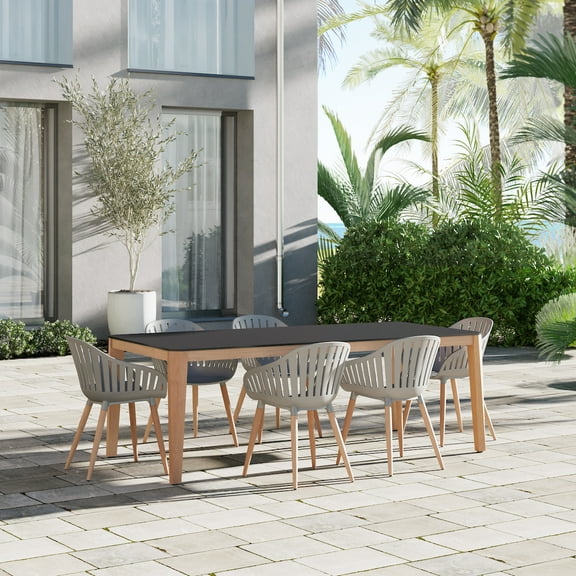 Amazonia Wembley 7- Piece Black Eucalyptus Wood Indor Dining Set