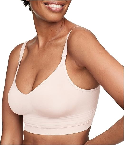 Warners Easy Does It™ Allover Smoothing Seamless Longline Bra RM5501A Color: Rosewater Size: MEDIUM