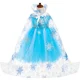 thumbnail image 4 of Disfraz de reina Elsa para niñas, para Halloween, carnaval, cumpleaños, fiesta, vestidos, copos de nieve, lentejuelas, tutú elegante para niños, vestido de princesa, capa, 4 of 5