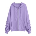 thumbnail image 6 of BUIGTTKLOP Zip up Sweatshirt Women 2026 Casual Long Sleeve Zipper Hoodies Fall Oversized Track Jackets with Pockets, 6 of 8