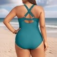 thumbnail image 4 of WAYUTE One Piece Swimsuit Women Plus Size Retro Stylish Pritns Full Coverage Rash Guard Stretch Tummy Control Bathing Suit, 4 of 5