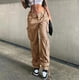 thumbnail image 1 of Pantalones casuales de estilo hip-hop callejero para mujeres de Europa y Estados Unidos, de cintura baja, con múltiples bolsillos y múltiples bolsillos, largos, 1 of 5