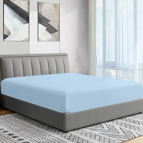 ERDS-Cot Fitted Sheet 28" x 75" - Cot Size Mattress Sheet Fitted with Narrow Twin/Camp Bunk/RVs Bunk/Army Cots/Guest Beds/Trifold Mattress - Super Soft Camper RV Bunk Fitted Bed Sheet (Light Blue)