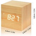 thumbnail image 3 of Reloj despertador digital LED, reloj de cubo de madera, reloj de madera, reloj despertador de madera, reloj digital de cubo con control de sonido para dormitorio, 3 of 5