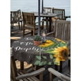 thumbnail image 2 of Outdoor Tablecloth with Umbrella Hole for Patio/Picnic/Party/Camping, Yellow Sunflowers Waterproof Table Cloth Round Cover Washable, Farmhouse Floral Rustic Leaves Dark Grey (Dia 54"), 2 of 8