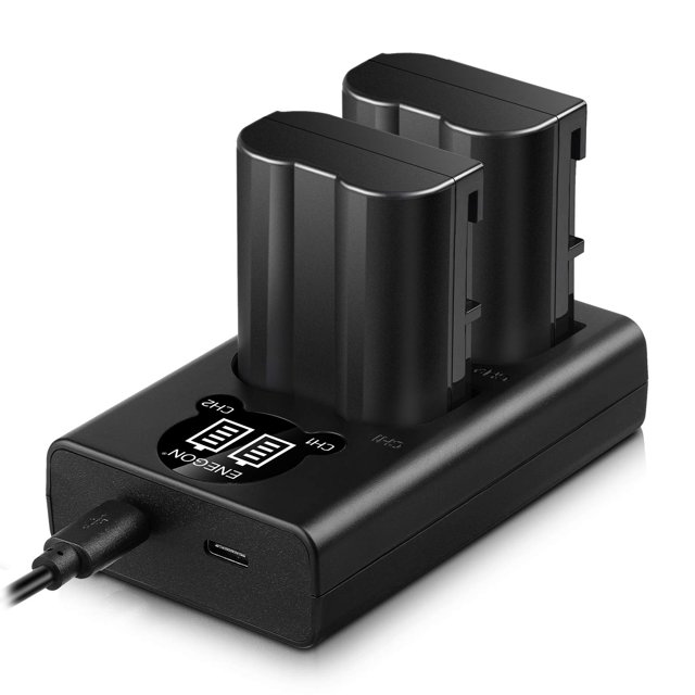 Enegon En-El15C En-El15A /B Baterías (2 Unidades) Y Kit De Cargador Dual Led Inteligente Para Cámaras Digitales Nikon Zf Z6 Z7 Z8 D7500 D7000 D7100 D7200 D500 D600 D610 D750 D780 D800 D810 D800E D810A