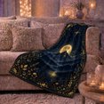 thumbnail image 5 of Golden Moon Above Mountains And Forest Lake, Soft Flannel Blanket with Celestial Landscape Illustration Print, Housewarming Gift and Home Decor for Bedroom and Living Room, 5 of 7