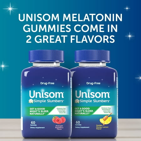 Unisom Simple Slumbers Golden Gummies with 5mg Melatonin, Honey Lemon, 60 ct.
