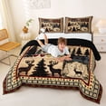 thumbnail image 3 of jejeloiu Rustic Deer Full Size Comforter Sets,Cabin Pattern Bedding Comforter Set For Boys,Beige Red,Black Reversible,3 Pieces,1 Comforter and 2 Pillowcases, 3 of 7