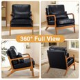 thumbnail image 5 of Mid-Century Modern Accent Chair with Pillow, Upholstered Armchair with Solid Wood Legs for Living Room, Bedroom, Small Space,Black, 5 of 6