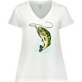 thumbnail image 3 of Inktastic Leaping Bass Fish Women's Plus Size V-Neck T-Shirt, 3 of 5
