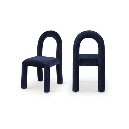 Meridian Furniture Amari Navy Chenille Fabric Dining Chair, Set of 2