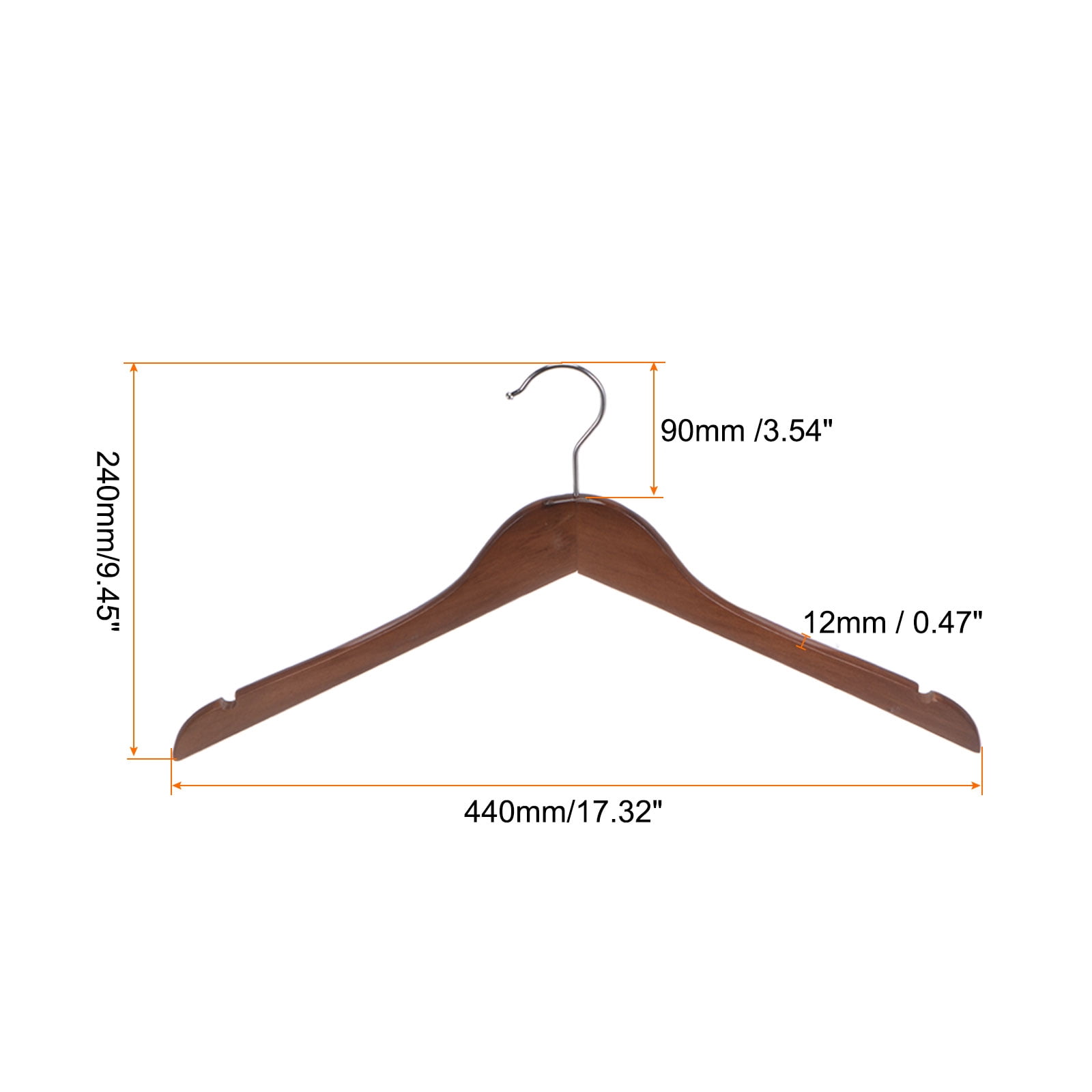 Unique Bargains Wooden Pants Hangers U-Notches Retro Coat Hanger Brown 17.32"x9.45"