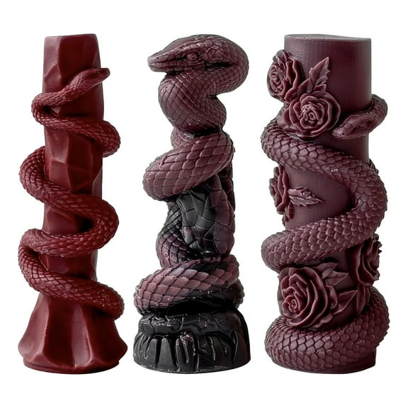 JDH silicone Cylindrical Snake Shaped Aromatherapy Candle Silicone Mold Halloween Resin Candle Mold for Decorating Homes