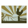 thumbnail image 1 of Rooster Cutting Board, Morning in the Farm with Cockerel at Dawn with Sunrise in the Background, Decorative Tempered Glass Cutting and Serving Board, Small Size, Sepia Pale Coffee, by Ambesonne, 1 of 1