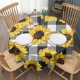 thumbnail image 3 of Black White Gray Checker Sunflower Pattern Round Tablecloth 60"x60",Wrinkle Wipeable Table Cloth for Kitchen Dining Room Picnic Patio Party, 3 of 6