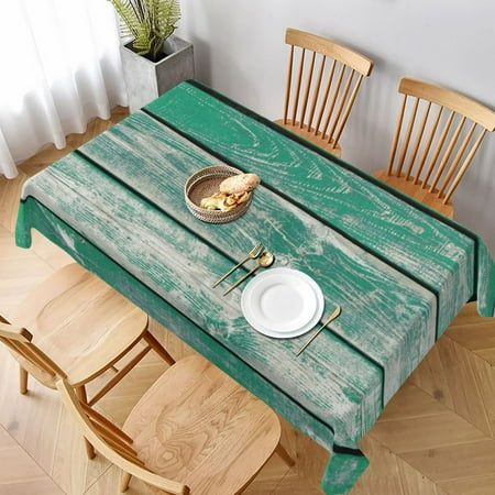 

Table Cloth Rectangle Table Old Green Wooden Tablecloth 60 x 90 Inch Wrinkle Resistant Decorative Fabric Table Cover for Dining Party Indoor Outdoor
