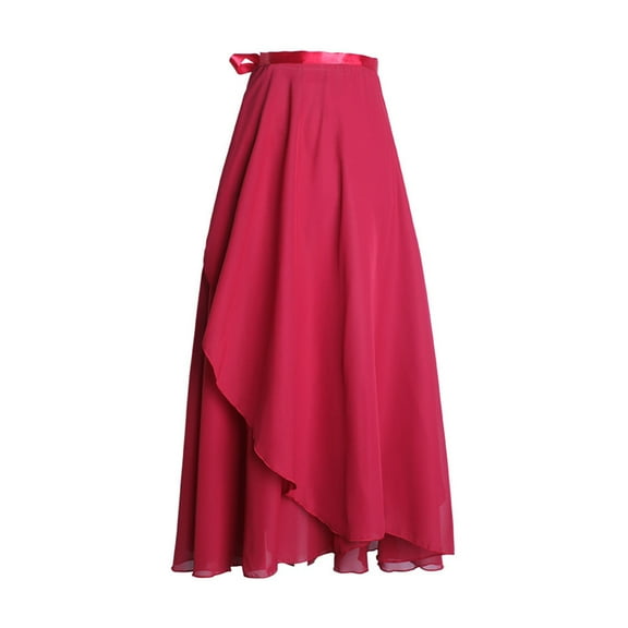 URTERYSER Women Wrap Dance Skirt Girls Long Dance Skirt Ballet Wrap Skirt Dance Skate Over Scarf Skirt Dancewear Wine Red