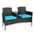 thumbnail image 4 of Gymax Ensemble de Conversation pour Patio en Rotin Osier avec Table Coussin Turquoise, 4 of 10