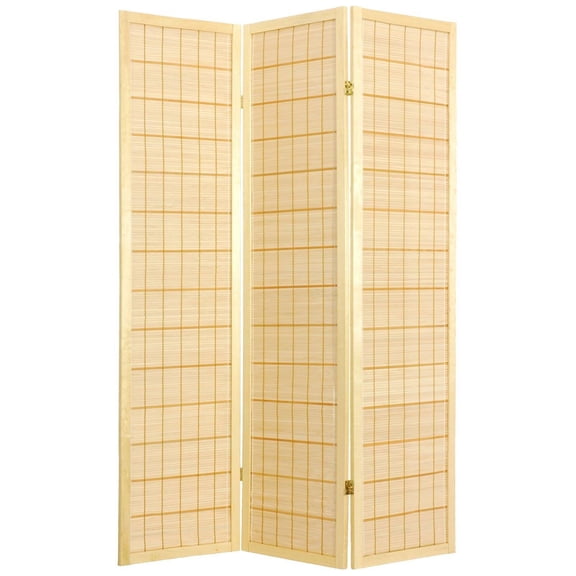 Oriental Furniture 6 Ft Tall Kimura Shoji Screen, 4 panel, natural