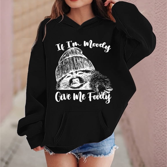Hpapadks Girls Hoodie Kids Print Hoodie Long Sleeve Casual Sweatshirt Top Baby Sweatshirt Black 5-6 Years