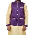 thumbnail image 4 of Indian Traditional Silk Cream Sherwani Kurta Set with Catalina Blue Jacket for Men, 4 of 6