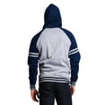thumbnail image 6 of G-Style USA Men's Heavyweight Contrast Raglan Striped Sleeve Fleece Pullover Hoodie Sweatshirt MH13115 - Heather Gray/Royal Caviar - X-Large, 6 of 6