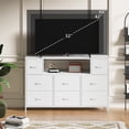 thumbnail image 2 of Eunos White Tv Stands for 65" Tv with 8 Drawers, LED & Power Outlets for Bedroom, Living Room, 2 of 8