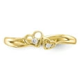 thumbnail image 5 of Solid 10k Yellow Gold CZ Cubic Zirconia Double Heart Ring Band Size 7, 5 of 6