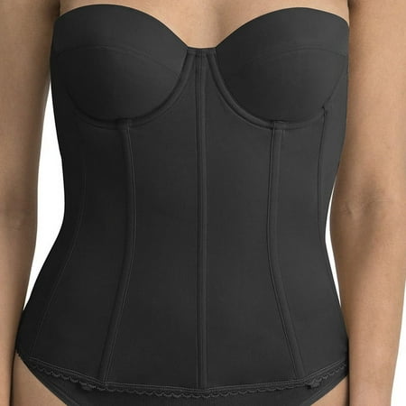 Dominique Women s Brianna Low Back Strapless Longline Bridal Bra (30B-48G) #8980 - Black - 38F