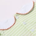 thumbnail image 4 of Staki Baby Girl Halloween Outfit Pumpkin Bubble Romper Short Puff Sleeve Bodysuit Fall Baby Smocked Clothes(Green,6-12 Months), 4 of 9