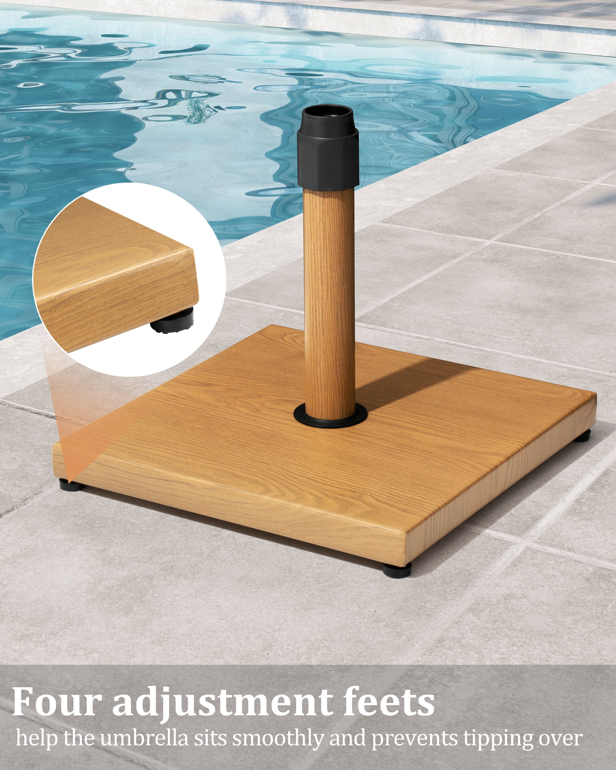 JOINHOM 43lbs Patio Umbrella Base - Heavy Duty Outdoor Patio Market Umbrella Stand for Deck, Poolside, Balcony, Wind-Resistant Design