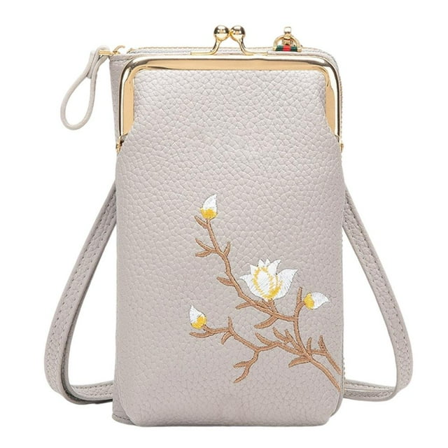 Feltree Women's Leather Crossbody Bag with Phone Pocket, Card Slots, Adjustable Strap, Compact 7x4x2 Inches Sling Purse for Everyday Use