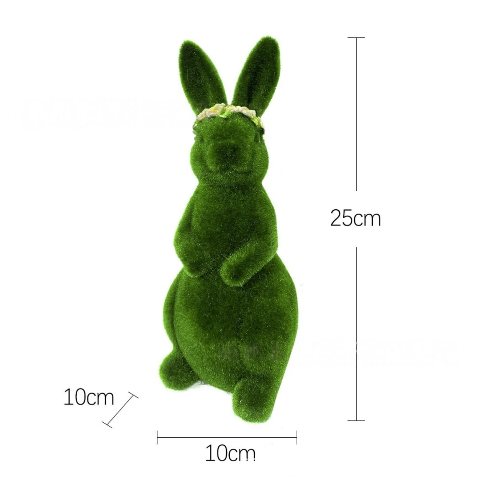 Artificial Flocked Bunny Figurines Moss Easter Bunny Ornaments, Green Moss Bunnies Statue for Easter Spring Decor, Outdoor Resin Flocked Rabbit Statue for Garden Decorations Office Party