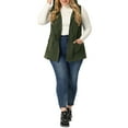 thumbnail image 2 of Agnes Orinda Plus Size Anorak Utility Vest for Women Drawstring Lightweight Sleeveless Cargo Hooded 2X Army Green, 2 of 7